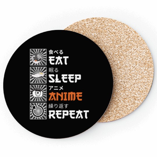 Eat, Sleep, Anime, Repeat - Gift For Christmas Day Coasters