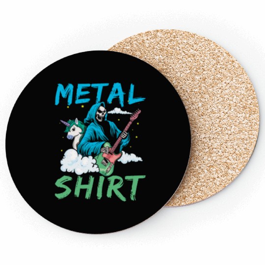 Grim Bone Unicorn Guitar Metal Music Heavy Coasters