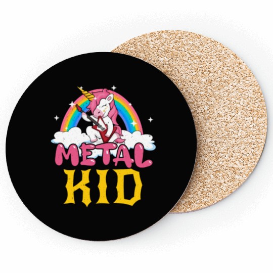 Guitar Unicorn Rainbow Metal Music Heavy Rock Coasters