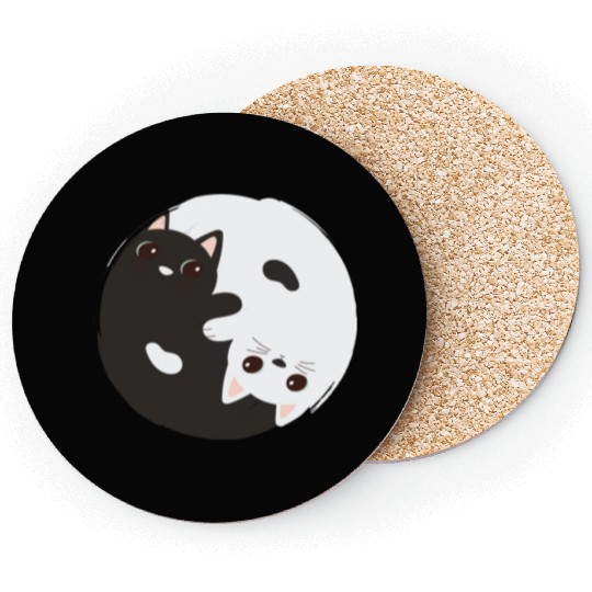 ying yang cat Coasters