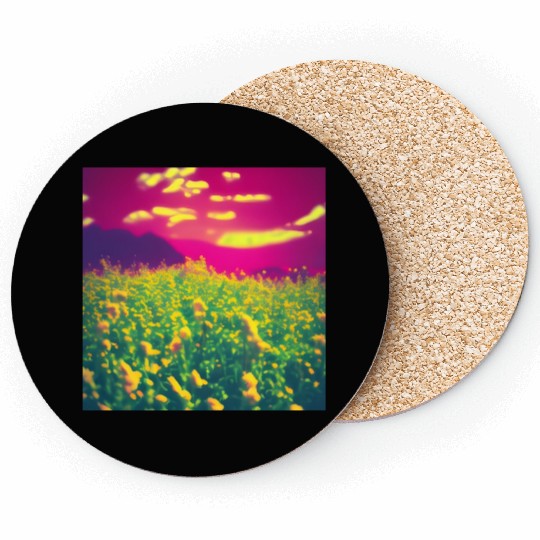 Abstract Flowers on a Pink Background Coasters