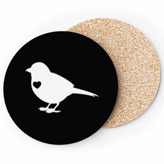Sparrow Silhouette Heart Coasters