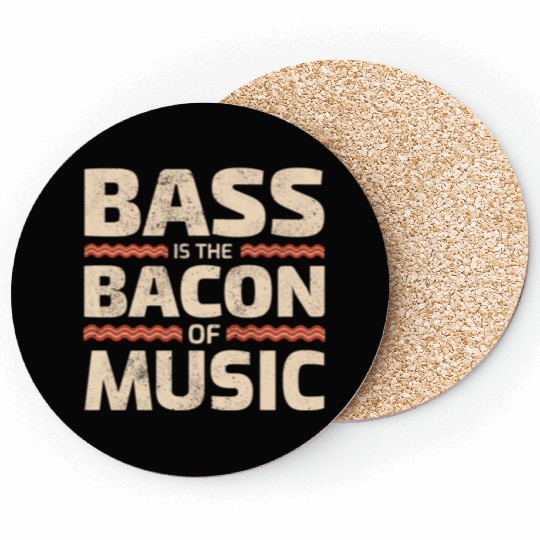 Bass Guitar Player Bacon Music Musician Bassist Coasters