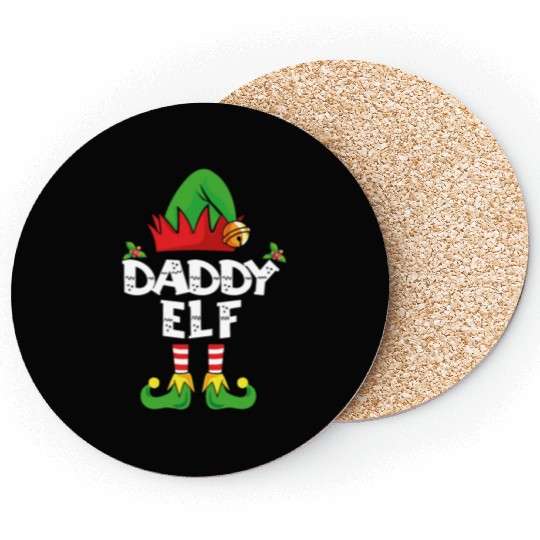 Daddy Elf Matching Family Group Christmas Party Coasters