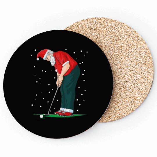 Golf Santa Claus Pun Golfer Gift Golfing Coasters
