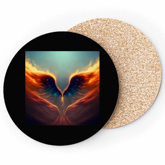 Mashup Epic Wallpaper Flaming Angel Wings Coasters