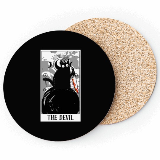 The Devil Tarot Card Funny Cat Tarot Card A Tarot Coasters