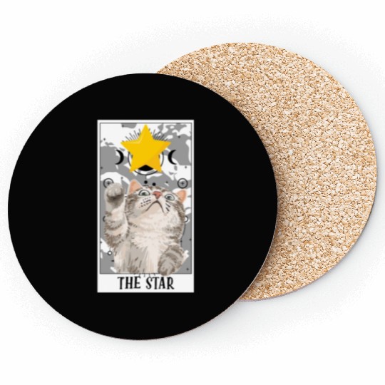 The Star Tarot Card Funny Cat Tarot Card A Tarot Coasters