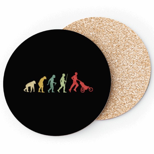 Father Running With Baby Carriage Evolution Coasters