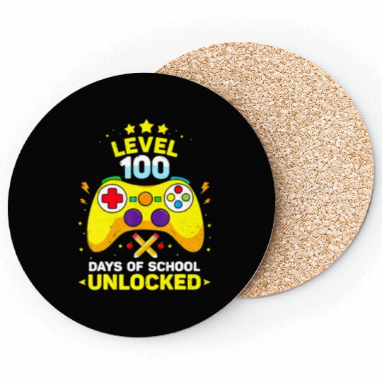 Level 100 Days Of School Unlocked Gamer Video Coasters