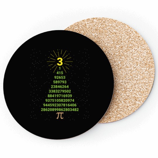 Funny Pi Christmas Tree Math Teacher Coasters