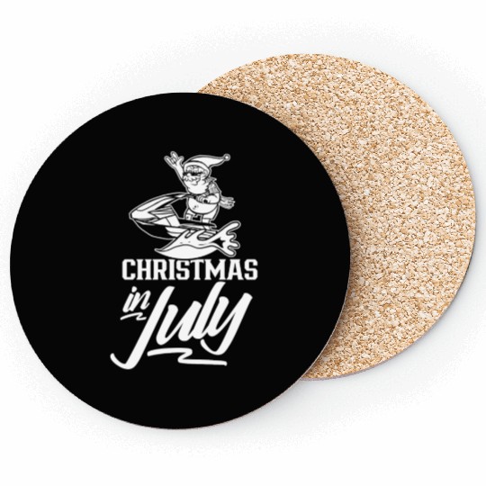 Christmas In July Humor Summer Santa Sarcastic Coasters