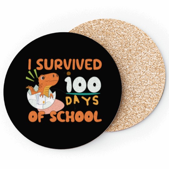 I Survived 100 Days Of School, Funny gift For Kids Coasters