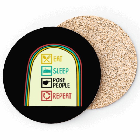 Acupuncture Coasters, Eat Sleep Poke People Repeat