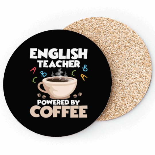 English Teacher Powered By Coffee Language Grammar Coasters