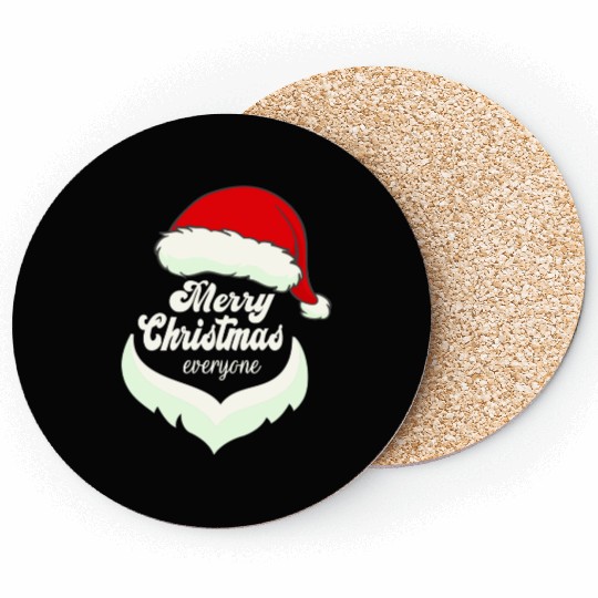 Santa Claus Merry Christmas Beard and hat Coasters