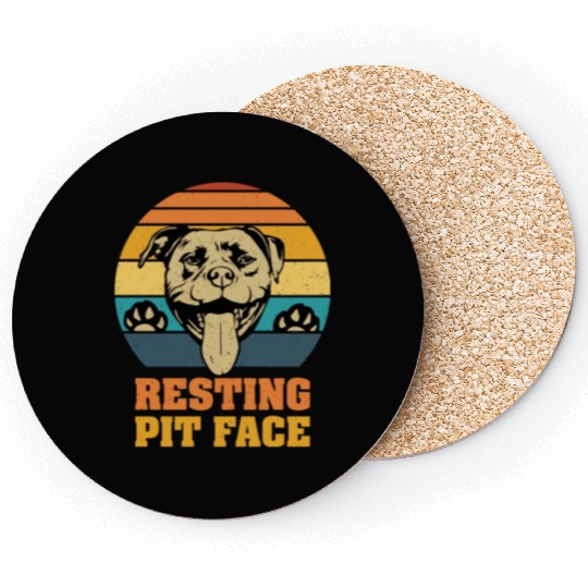 Pitbull Resting Pit Face Vintage Coasters