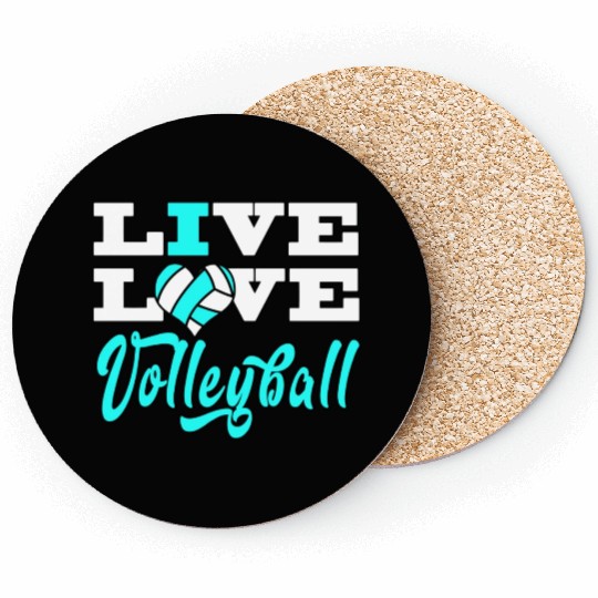 Volleyball Live Love Light Blue For Girlsns Coasters
