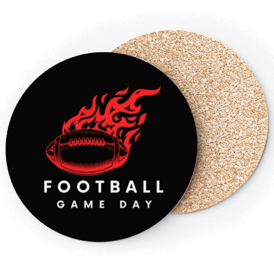 Red Football On Fire Game Day , football fan Coasters .