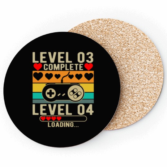 Level 3 Complete 3rd Wedding Anniversary Gamer Coasters