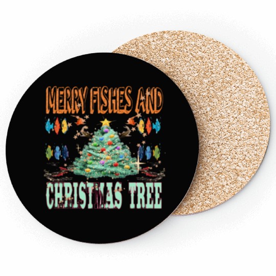 MERRY FISHES AND CHRISTMAS TREE Coasters