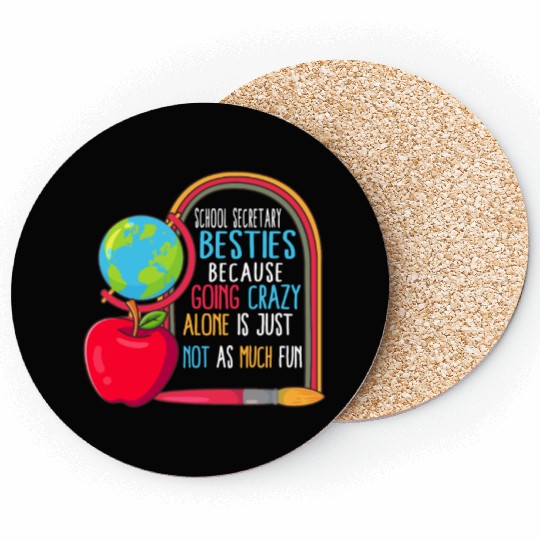 School Secretary Besties Funny Coasters, Back To