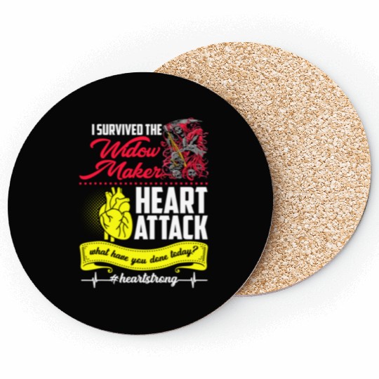 I Survived The Widow Maker Heart Attack Coasters