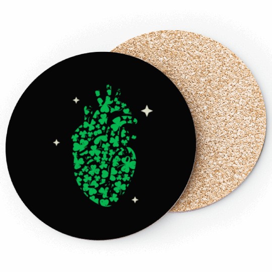 Shamrock Heart Cardiac Nurse St Patricks Day Coasters