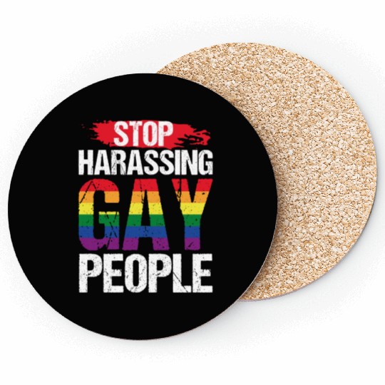 Stop Harassing Gay People LGBT Pride Rainbow Coasters