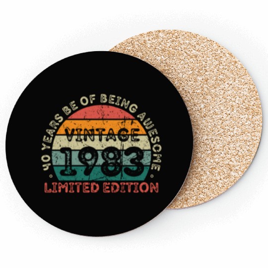 40 Years Vintage 1983 Retro 40th Birthday Coasters