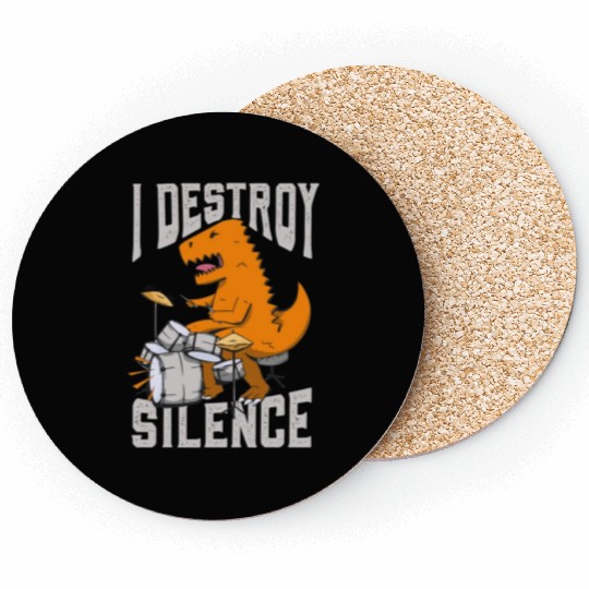 I Destroy Silence Drummer Band Music Beat Drum Coasters