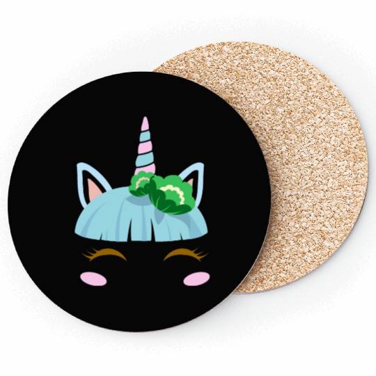 Green Shamrocks Irish Cute Unicorn Girls St Patric Coasters