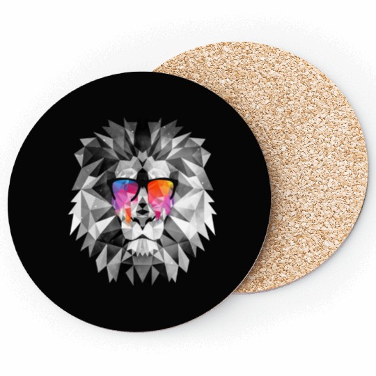 Geometric Art Lion - Geometric Lion Tattoo | Low P Coasters