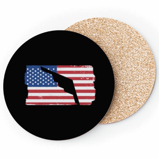 B-2 Stealth Bomber Military Airplane American Flag Coasters
