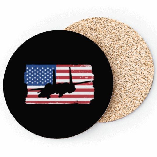 F-15 Eagle Fighter Jet American Flag F15 Eagle Coasters