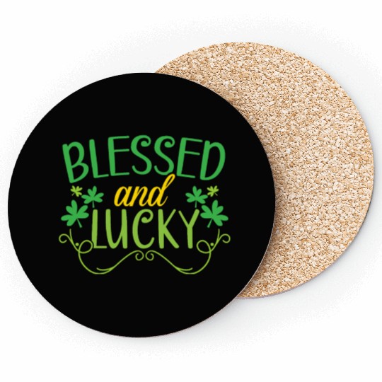 Blessed And Lucky Shamrock St. Patricks Day Irish Coasters