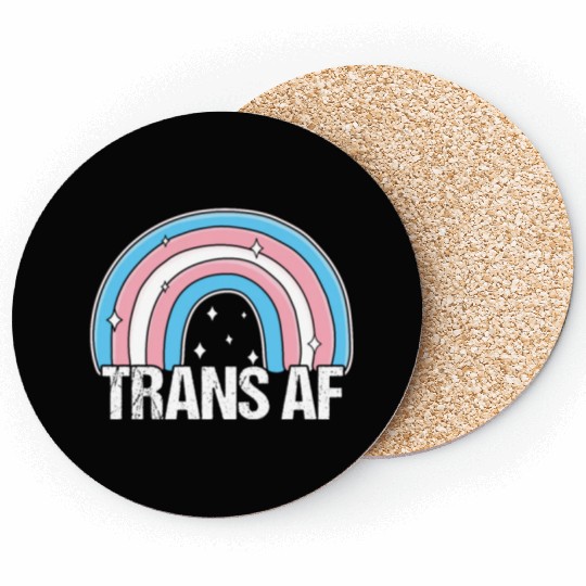 Trans AF Transsexual Transgender Pride Flag Rainbo Coasters