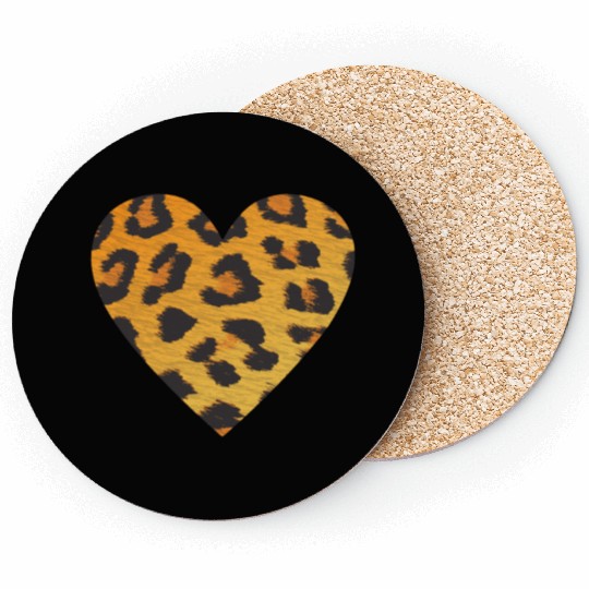 Heart Leopard Print Coasters