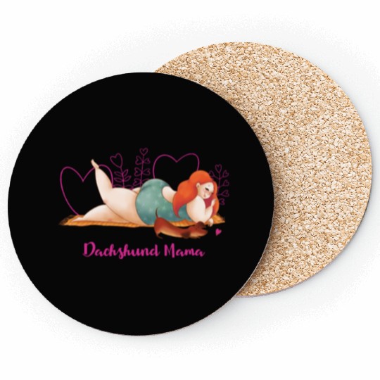 Dachshund Mama Watercolor Illustration Coasters