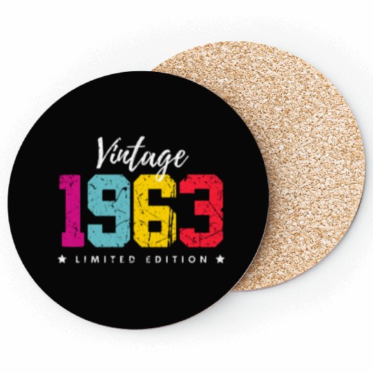 60 Years Vintage 1963 Retro 60th Birthday Coasters