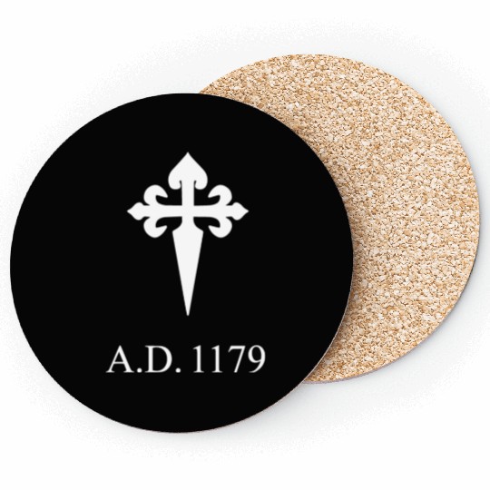 Compostela cross white Coasters