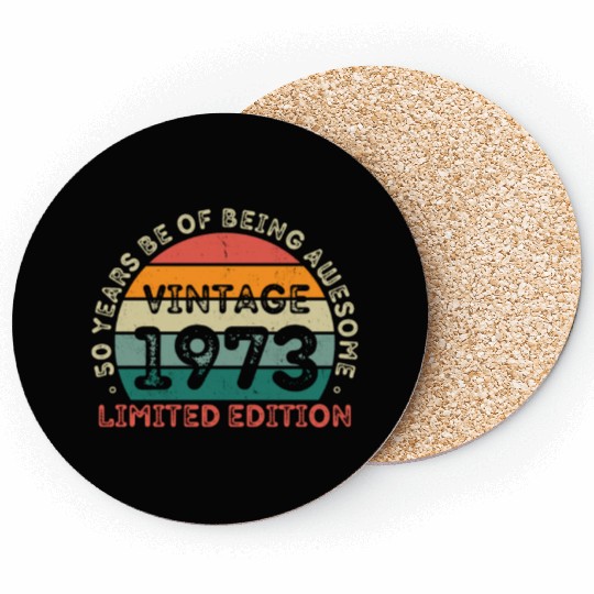 50 Years Vintage 1973 Retro 50th Birthday Coasters