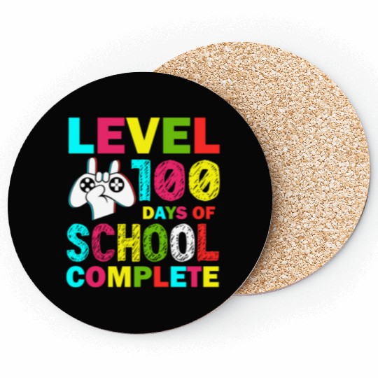 Level 100 Days Of School Complete Kid Gamer Coasters