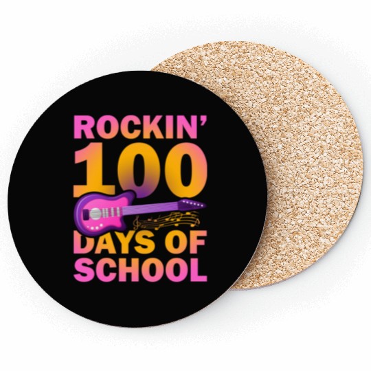Rockin 100 Days Of School Guitarist Musician Coasters