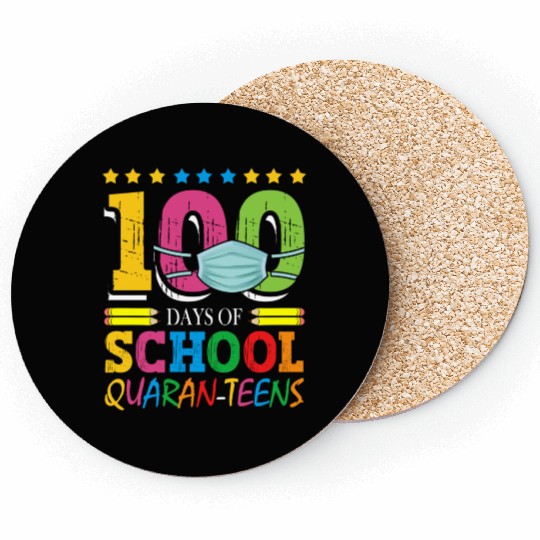 100 Days Of School Quaran-teens Masked Elementary Coasters