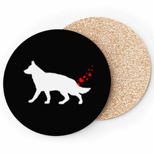 Valentines Day German Shepherd Owner Heart Dog Far Coasters