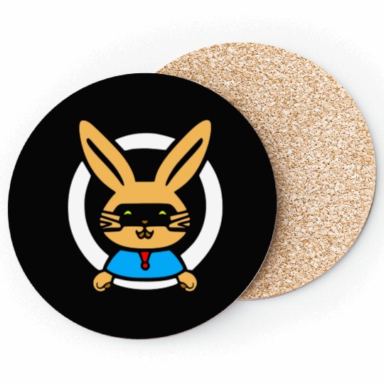 Funny Bunny With Black Mask Coasters
