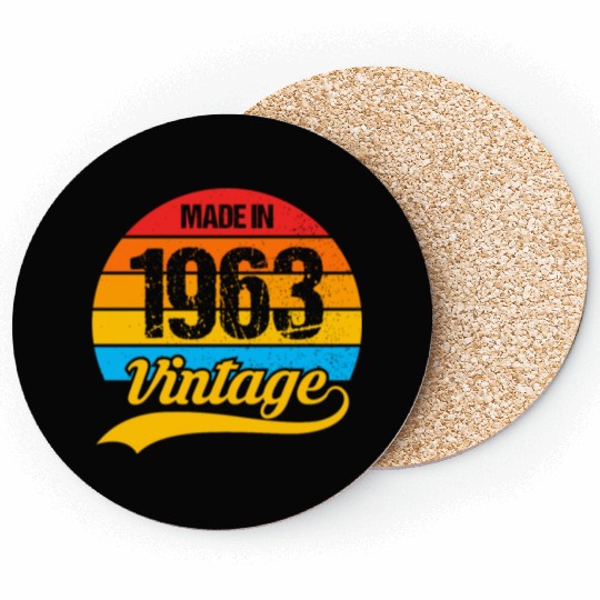 60 Years Vintage 1963 Retro 60th Birthday Coasters