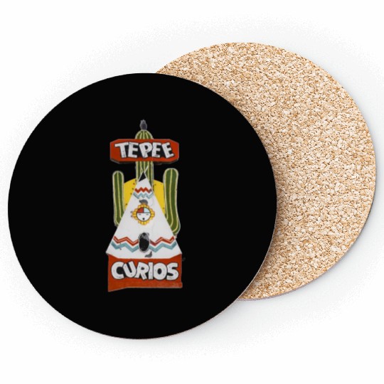 Tepee Curios Route 66 Neon Tucumcari New Mexico Coasters
