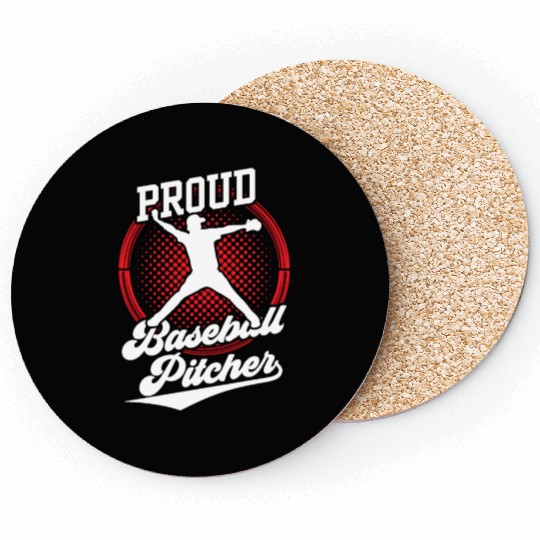Proud Baseball Pitcher Player Hobby Sayings Coasters